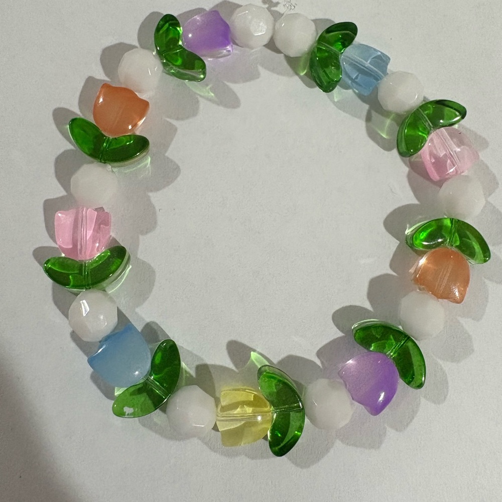Colorful Beaded Flower Bracelet